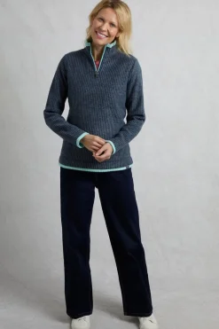 Weird Fish Blue Beye 1/4 Zip Grid Fleece