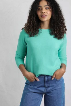 Weird Fish Blue Dalla Knitted Crew Neck Jumper