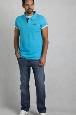 Weird Fish Blue Miles Pique Polo