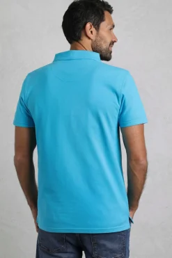 Weird Fish Blue Miles Pique Polo
