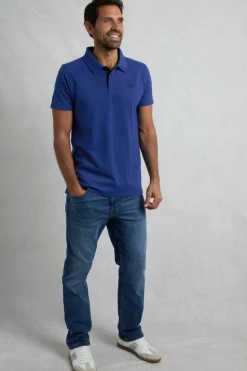 Weird Fish Blue Miles Pique Polo