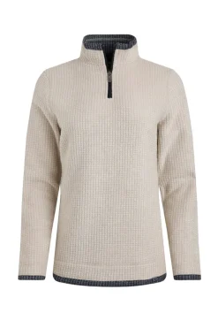 Weird Fish Cream Beye 1/4 Zip Grid Fleece