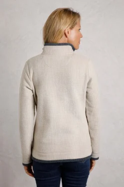 Weird Fish Cream Beye 1/4 Zip Grid Fleece