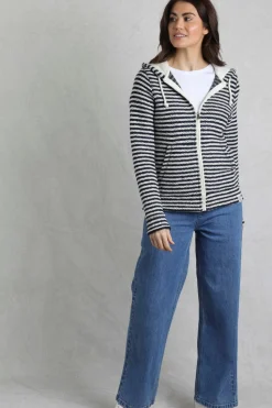 Weird Fish Cream Fisher Full Zip Stripe Macaroni Hoodie