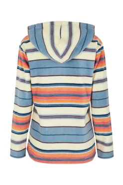 Weird Fish Cream Lana 1/4 Zip Stripe Microfleece Hoodie