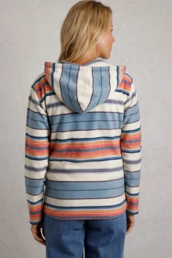 Weird Fish Cream Lana 1/4 Zip Stripe Microfleece Hoodie