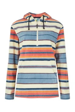 Weird Fish Cream Lana 1/4 Zip Stripe Microfleece Hoodie