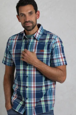 Weird Fish Dark Blue Judd Short Sleeve Check Shirt
