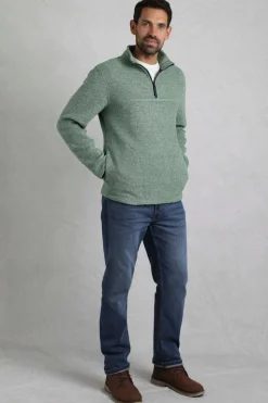 Weird Fish Green Laramie 1/4 Zip Snow Marl Fleece