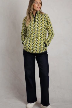 Weird Fish Green Reena 1/4 Zip Printed Microfleece