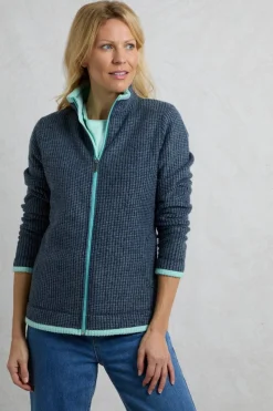 Weird Fish Navy Ariana Full Zip Grid Fleece