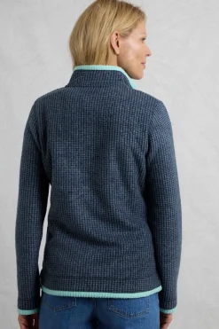 Weird Fish Navy Ariana Full Zip Grid Fleece