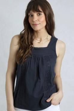 Weird Fish Navy Chelle Jersey Square Neck Vest