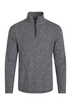 Weird Fish Navy Laramie 1/4 Zip Snow Marl Fleece