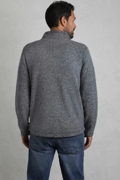 Weird Fish Navy Thames Full Zip Snow Marl Fleece