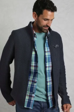 Weird Fish Navy Transom Full Zip Macaroni