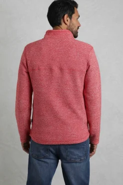 Weird Fish Red Laramie 1/4 Zip Snow Marl Fleece