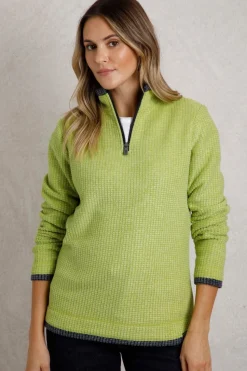 Weird Fish Soft Green Beye 1/4 Zip Grid Fleece