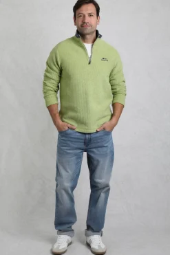 Weird Fish Soft Green Newark 1/4 Zip Grid Fleece