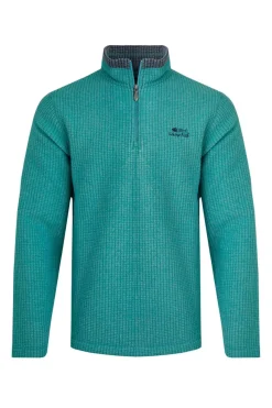 Weird Fish Teal Newark 1/4 Zip Grid Fleece