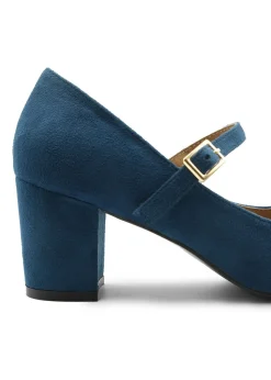 Where's That From Araceli Block Heel Mary Jane Pumps In Navy Suede