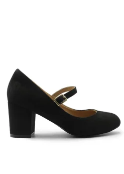 Where's That From Araceli Block Heel Pumps In Black Suede