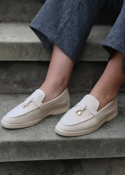 Where's That From Beige Suede Pegasus Slip On Trim Loafers