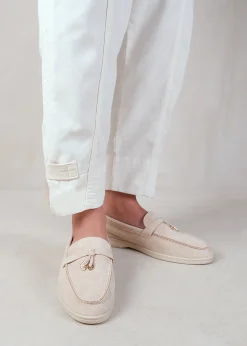 Where's That From Beige Suede Pegasus Slip On Trim Loafers