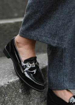Where's That From Black Cielo Extra Wide Metal Detail Loafers
