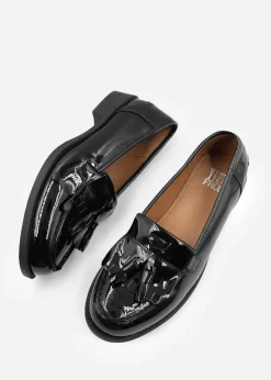Where's That From Black Imogen Extra Wide Slip On Loafers