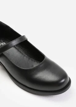 Where's That From Black Kingston Buckle Detail Low Heel Loafers