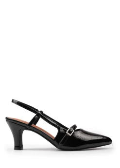 Where's That From Black On Point Wide Fit Slingback Sandals