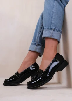 Where's That From Black Patent Imogen Flatform Slip On Loafers