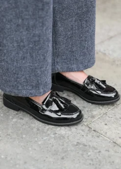 Where's That From Black Patent Imogen Flatform Slip On Loafers