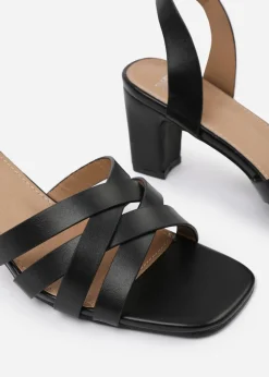 Where's That From Black PU Caity Triple Link Chain Detail Sandals