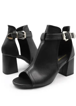 Where's That From Black Pu Lisa Open Toe Block Heels