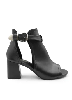 Where's That From Black Pu Lisa Open Toe Block Heels