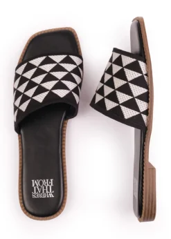 Where's That From Black Pu Sycamore Flat Sandals