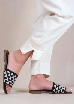 Where's That From Black Pu Sycamore Flat Sandals