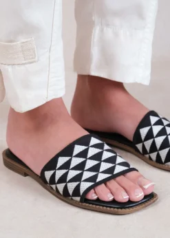 Where's That From Black Pu Sycamore Flat Sandals