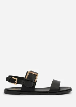 Where's That From Black PU Camilla Classic Flat Sandals
