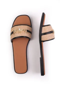 Where's That From Black Pu Natalia Studded Gladiator Sandals