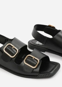 Where's That From Black PU Cher Flatform Sandal