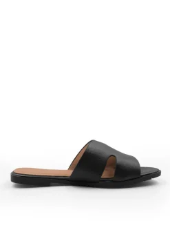 Where's That From Black Pu Mae Strapped Slider Sandals