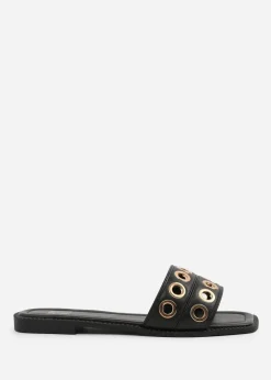 Where's That From Black PU Bonnie Flatform Sandal