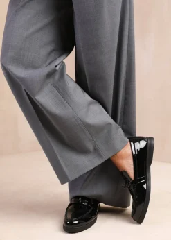 Where's That From Black Patent Monaco Wide-Fit Slip On Loafers