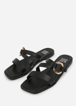 Where's That From Black PU Jaime Flatform Sandal