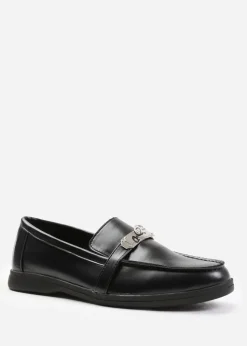 Where's That From Black Pu Monaco Wide-Fit Slip On Loafers