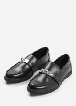 Where's That From Black Pu Monaco Wide-Fit Slip On Loafers