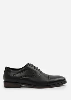 Where's That From Black PU Michael Textured Oxford Lace Up Work Dress Shoes